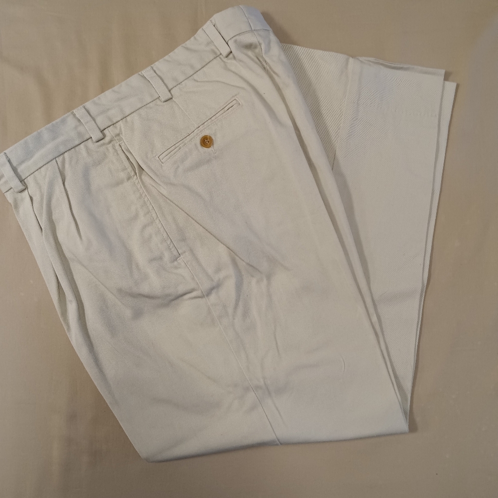 Bills Khakis: Men's Cement Color Pleated Twill Khaki Pants - Waist 35